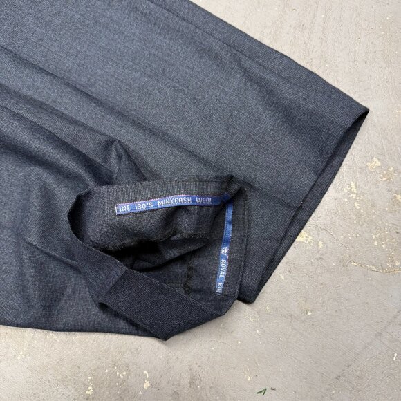 Mens Dress Pants 130s Mink Cashmere Wool Trousers Nailhead Blue 40x27 - Picture 4 of 8